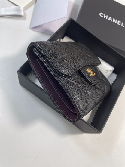 【シャネル】マトラッセ♪二つ折り財布 ♪ミニウォレット*キャビアスキン黒AP0229 AP0231